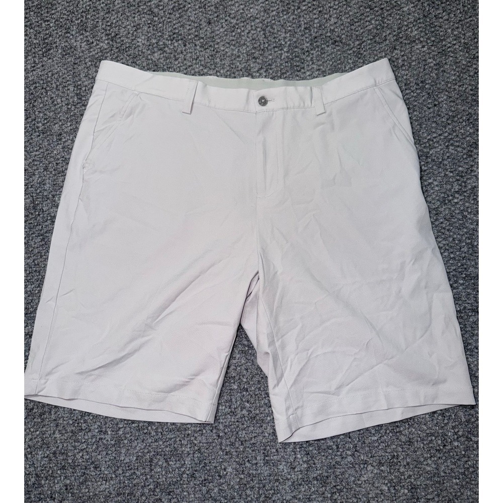 Greg Norman MicroLux‎ ML75 Men's Flat Front Shorts Gray Solid Stretch Pockets